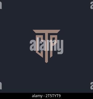 CP initial logo monogram with pillar icon design vector Stock Vector