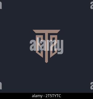 EZ initial logo monogram with pillar icon design vector Stock Vector