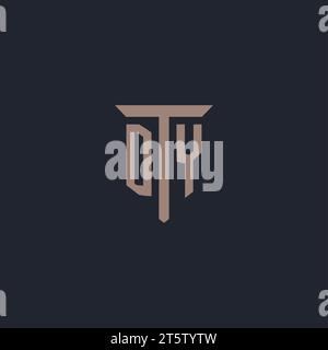 DY initial logo monogram with pillar icon design vector Stock Vector
