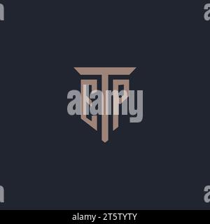 EP initial logo monogram with pillar icon design vector Stock Vector