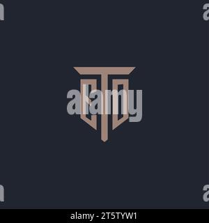 EO initial logo monogram with pillar icon design vector Stock Vector