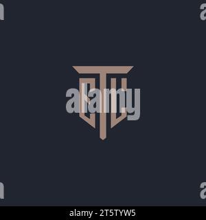EL initial logo monogram with pillar icon design vector Stock Vector
