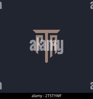 FR initial logo monogram with pillar icon design vector Stock Vector