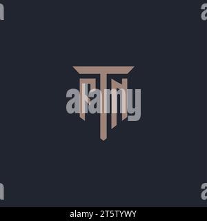 FN initial logo monogram with pillar icon design vector Stock Vector