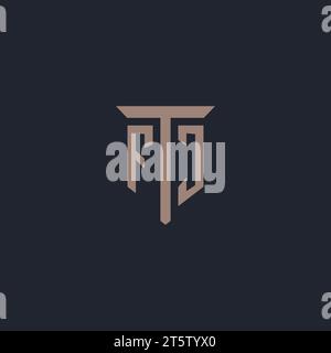 FJ initial logo monogram with pillar icon design vector Stock Vector