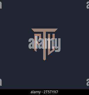 FL initial logo monogram with pillar icon design vector Stock Vector