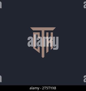 CK initial logo monogram with pillar icon design vector Stock Vector