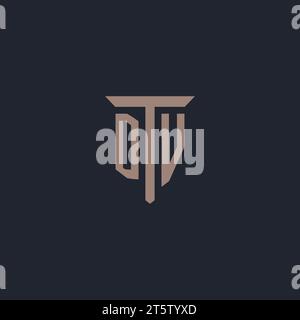 DV initial logo monogram with pillar icon design vector Stock Vector