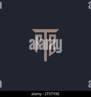 FZ initial logo monogram with pillar icon design vector Stock Vector