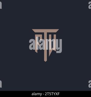 FW initial logo monogram with pillar icon design vector Stock Vector