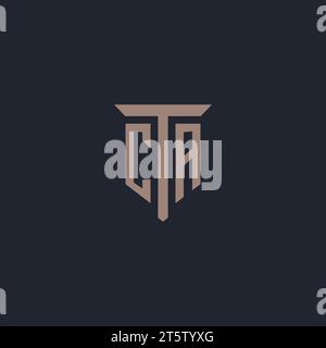 CA initial logo monogram with pillar icon design vector Stock Vector