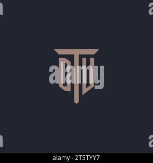 DU initial logo monogram with pillar icon design vector Stock Vector