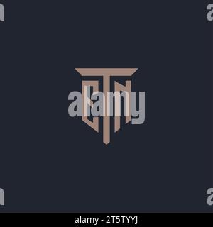 EN initial logo monogram with pillar icon design vector Stock Vector