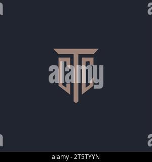 CC initial logo monogram with pillar icon design vector Stock Vector