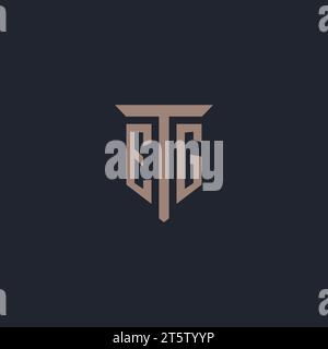 EG initial logo monogram with pillar icon design vector Stock Vector