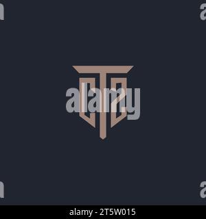 CZ initial logo monogram with pillar icon design vector Stock Vector