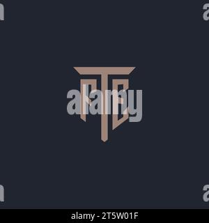 FE initial logo monogram with pillar icon design vector Stock Vector