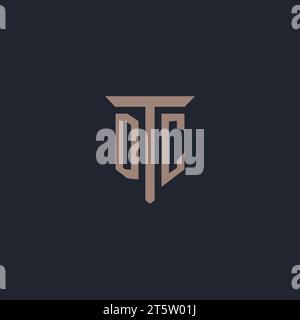 DC initial logo monogram with pillar icon design vector Stock Vector