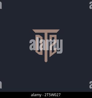 DZ initial logo monogram with pillar icon design vector Stock Vector