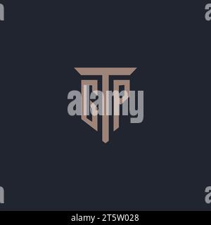 GP initial logo monogram with pillar icon design vector Stock Vector