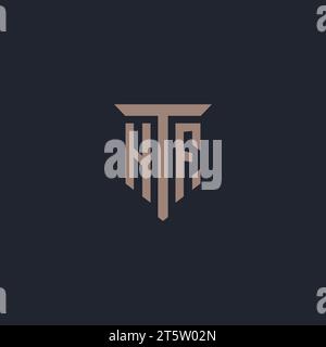 HF initial logo monogram with pillar icon design vector Stock Vector