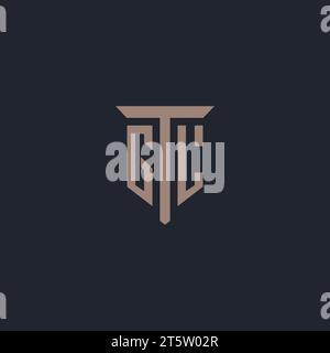 GL initial logo monogram with pillar icon design vector Stock Vector