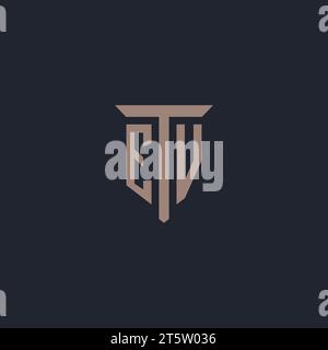 EV initial logo monogram with pillar icon design vector Stock Vector