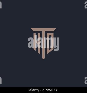 HQ initial logo monogram with pillar icon design vector Stock Vector