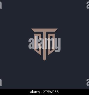 GQ initial logo monogram with pillar icon design vector Stock Vector