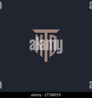 HD initial logo monogram with pillar icon design vector Stock Vector