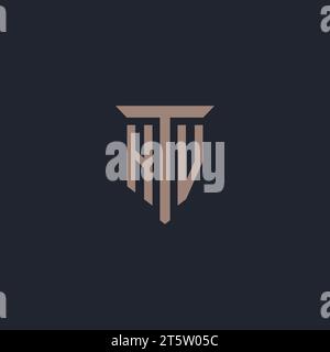 HV initial logo monogram with pillar icon design vector Stock Vector