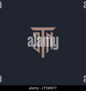 JN initial logo monogram with pillar icon design vector Stock Vector