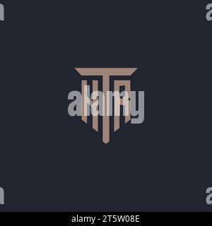 HR initial logo monogram with pillar icon design vector Stock Vector