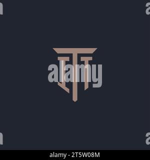IT initial logo monogram with pillar icon design vector Stock Vector