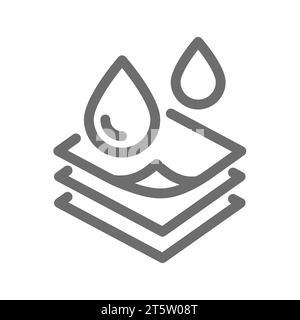 Absorbent, absorption layer material line icon. Waterproof or absorbing layers for clothing, pad or diapers vector. Stock Vector