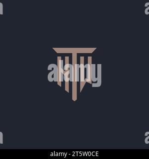 HW initial logo monogram with pillar icon design vector Stock Vector