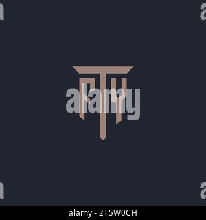 FY initial logo monogram with pillar icon design vector Stock Vector