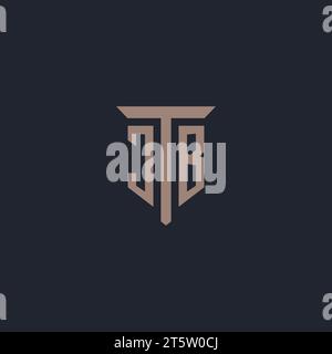 JB initial logo monogram with pillar icon design vector Stock Vector