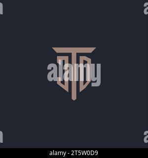 JD initial logo monogram with pillar icon design vector Stock Vector