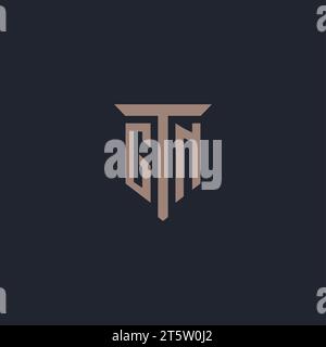 GN initial logo monogram with pillar icon design vector Stock Vector