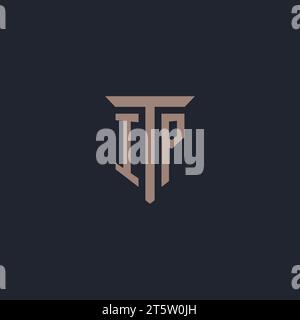 IP initial logo monogram with pillar icon design vector Stock Vector