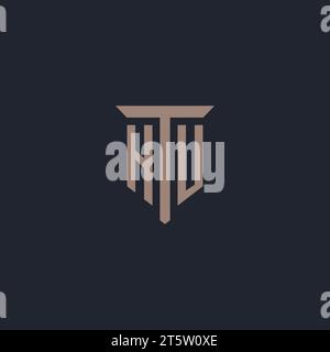 HU initial logo monogram with pillar icon design vector Stock Vector