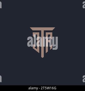 JF initial logo monogram with pillar icon design vector Stock Vector