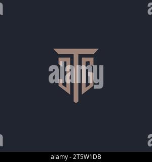 JG initial logo monogram with pillar icon design vector Stock Vector