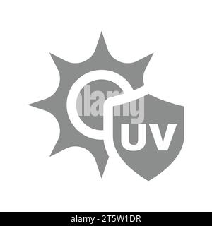 Sun and uv shield vector icon. Ultraviolet protection symbol. Stock Vector