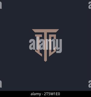 IC initial logo monogram with pillar icon design vector Stock Vector