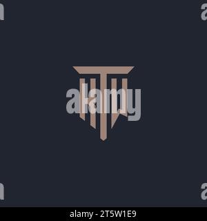 KW initial logo monogram with pillar icon design vector Stock Vector
