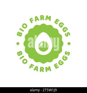 Bio farm eggs vector icon. Eco egg circle label. Stock Vector