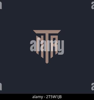 NR initial logo monogram with pillar icon design vector Stock Vector