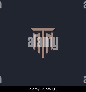 MN initial logo monogram with pillar icon design vector Stock Vector